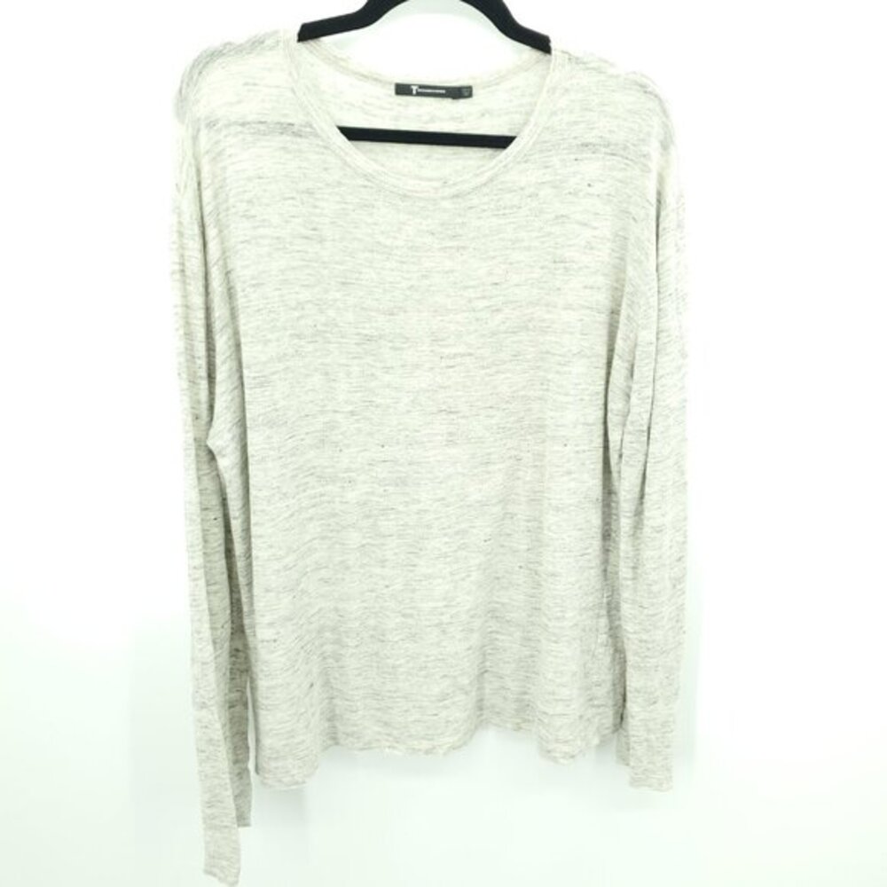 T by Alexander Wang 100% Linen Long Sleeve Tee M Light Gray